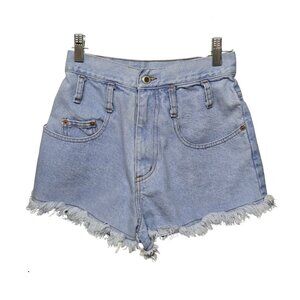 Vintage 1990s Steel Jeans Denim Shorts Cutoffs Size 5 Frayed Hem Made in USA